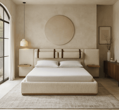 Miso 100% Solid Wood Upholstered Bed - Beds - Gharaana
