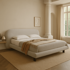 Plush 100% Solid Wood Upholstered Bed - Beds - Gharaana