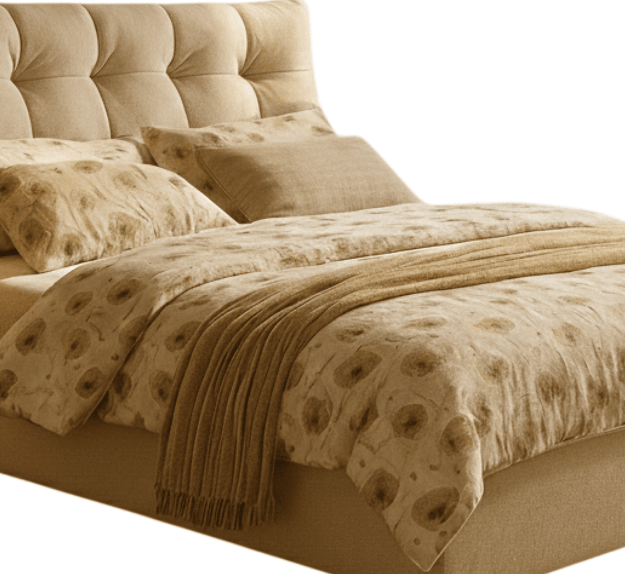 Rysa 100% Solid Wood Upholstered Bed - Beds - Gharaana