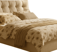 Rysa 100% Solid Wood Upholstered Bed - Beds - Gharaana