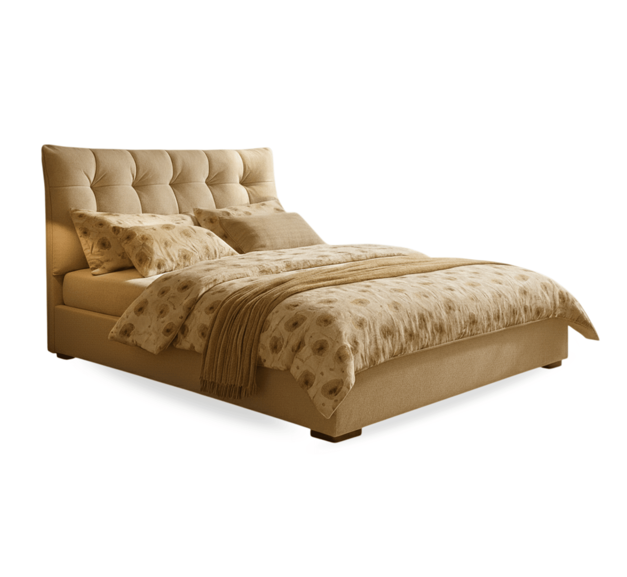Rysa 100% Solid Wood Upholstered Bed - Beds - Gharaana