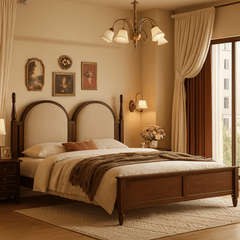 Vyas 100% Solid Wood Upholstered Bed - Beds - Gharaana