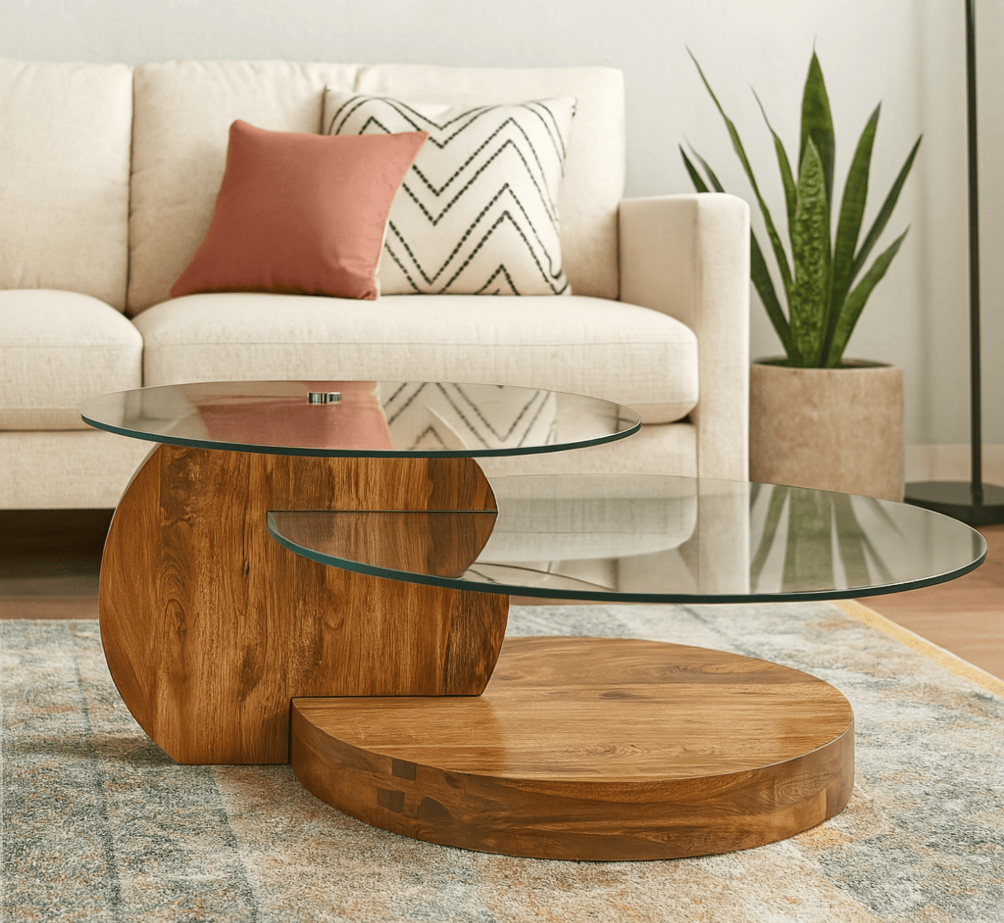 Bunch Glass Top Nesting Centre Table - Centre Tables - Gharaana