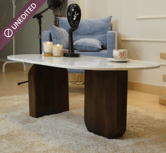 Ohana Natural Marble Minimalist Centre Table & Side Table Combo - Centre Tables - Gharaana