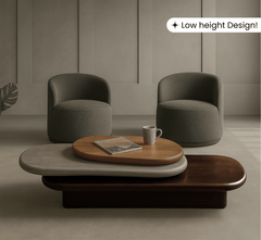 Pebble Rotating 3-Tier Solid Wood Coffee Table - Centre Tables - Gharaana