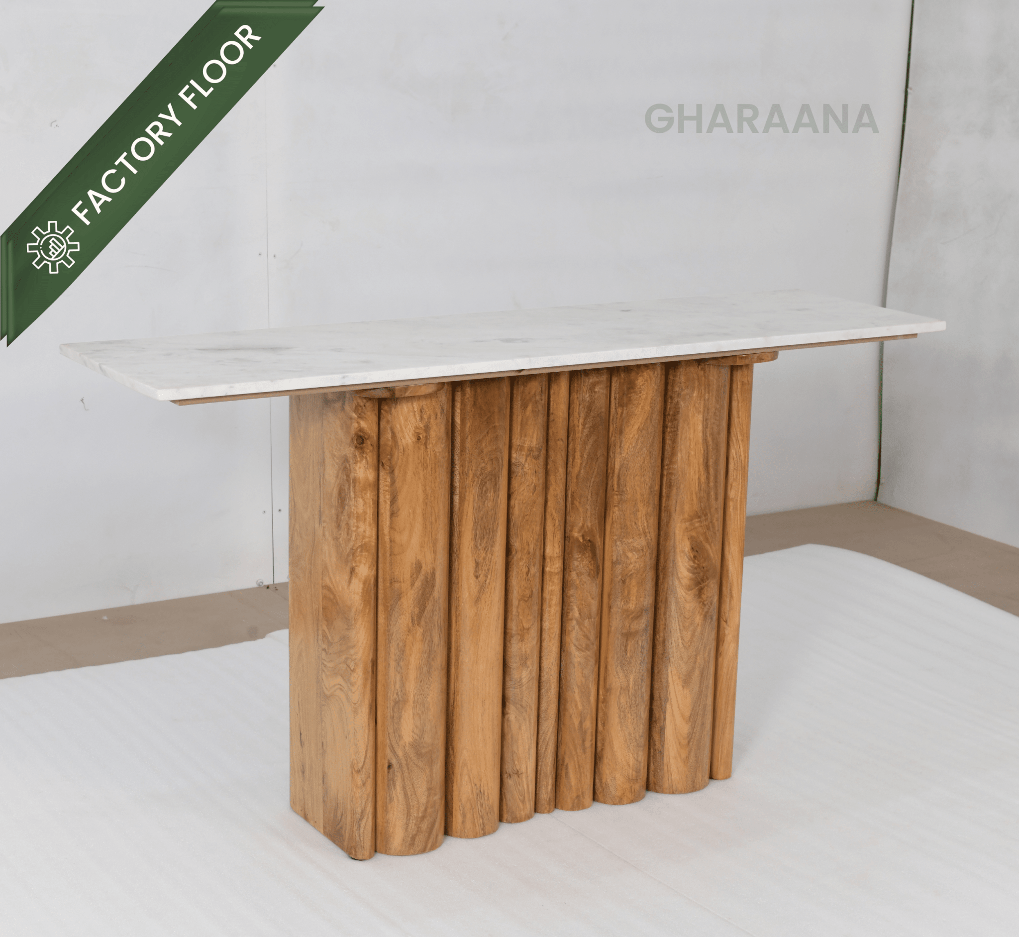 Sculpted Wooden Console Table - Console Tables - Gharaana