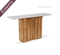 Sculpted Wooden Console Table - Console Tables - Gharaana