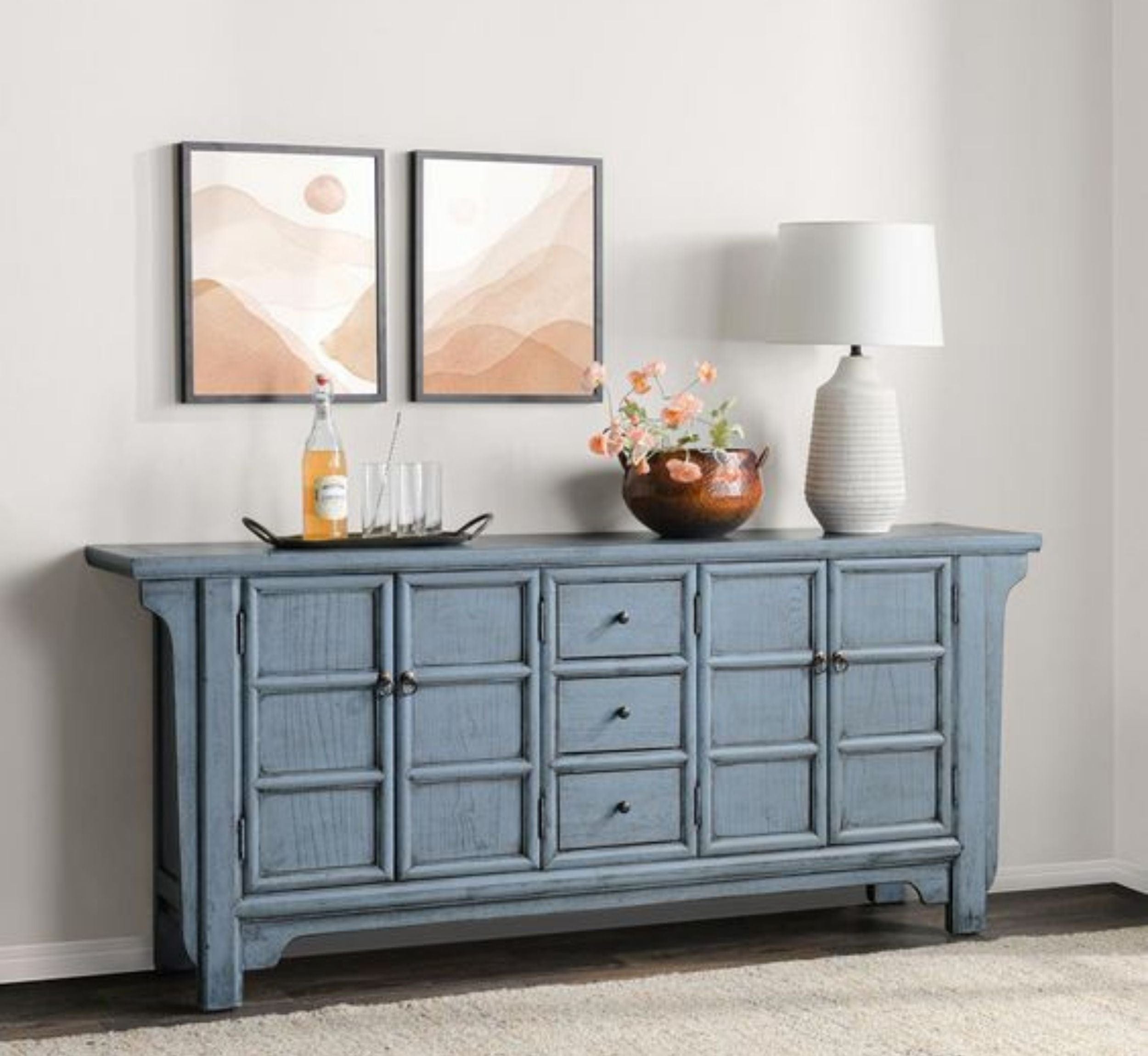 Melange Wooden 6FT Console - Credenza Hutches - Gharaana