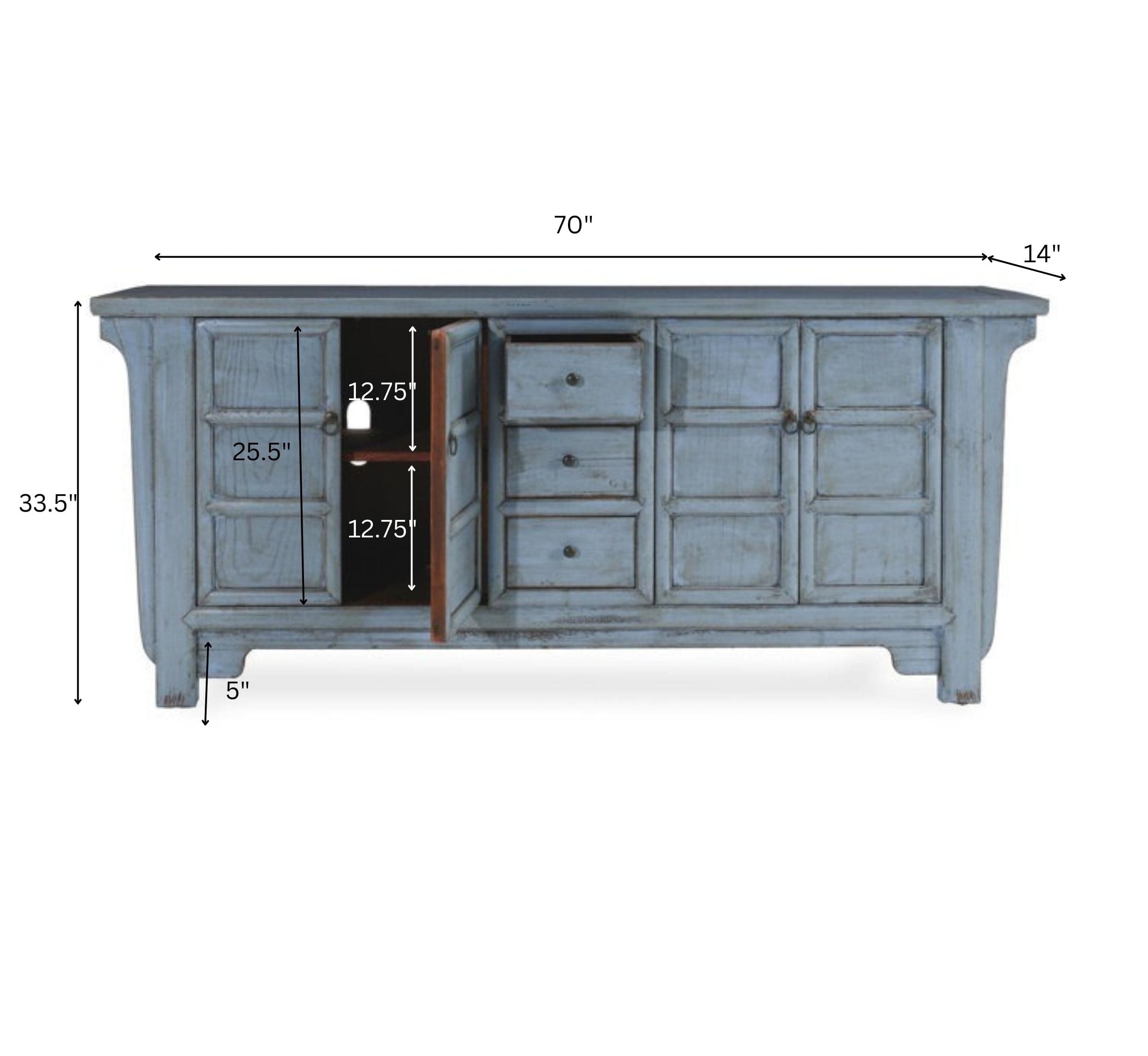 Melange Wooden 6FT Console - Credenza Hutches - Gharaana
