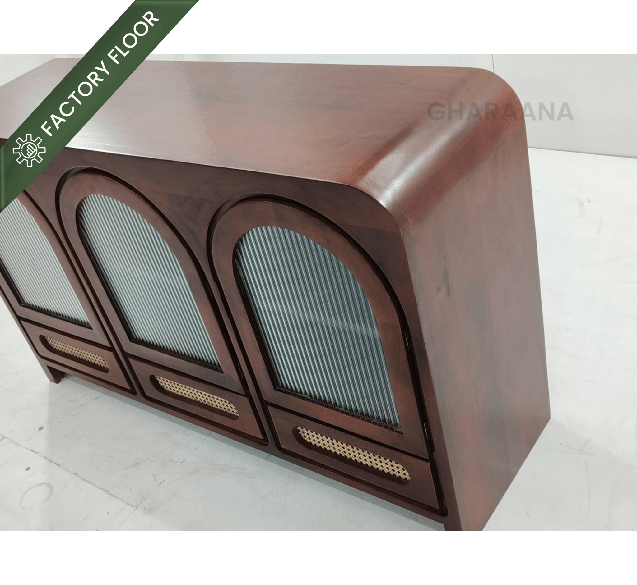 Vyut Wooden 54" Crockery Cabinet - Credenza Hutches - Gharaana