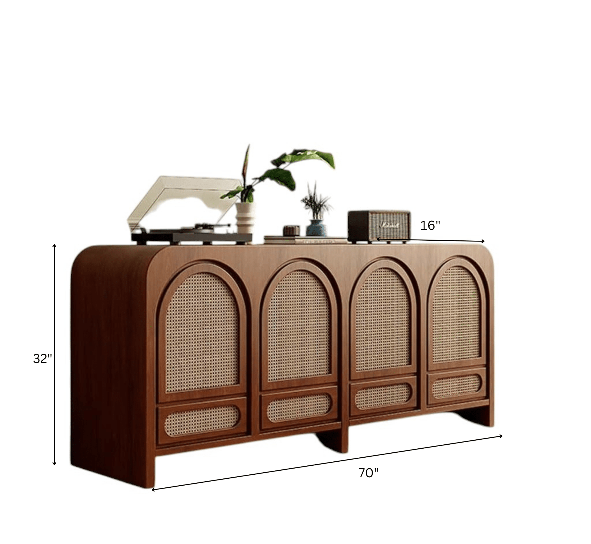 Vyut Wooden 70" Crockery Cabinet - Credenza Hutches - Gharaana