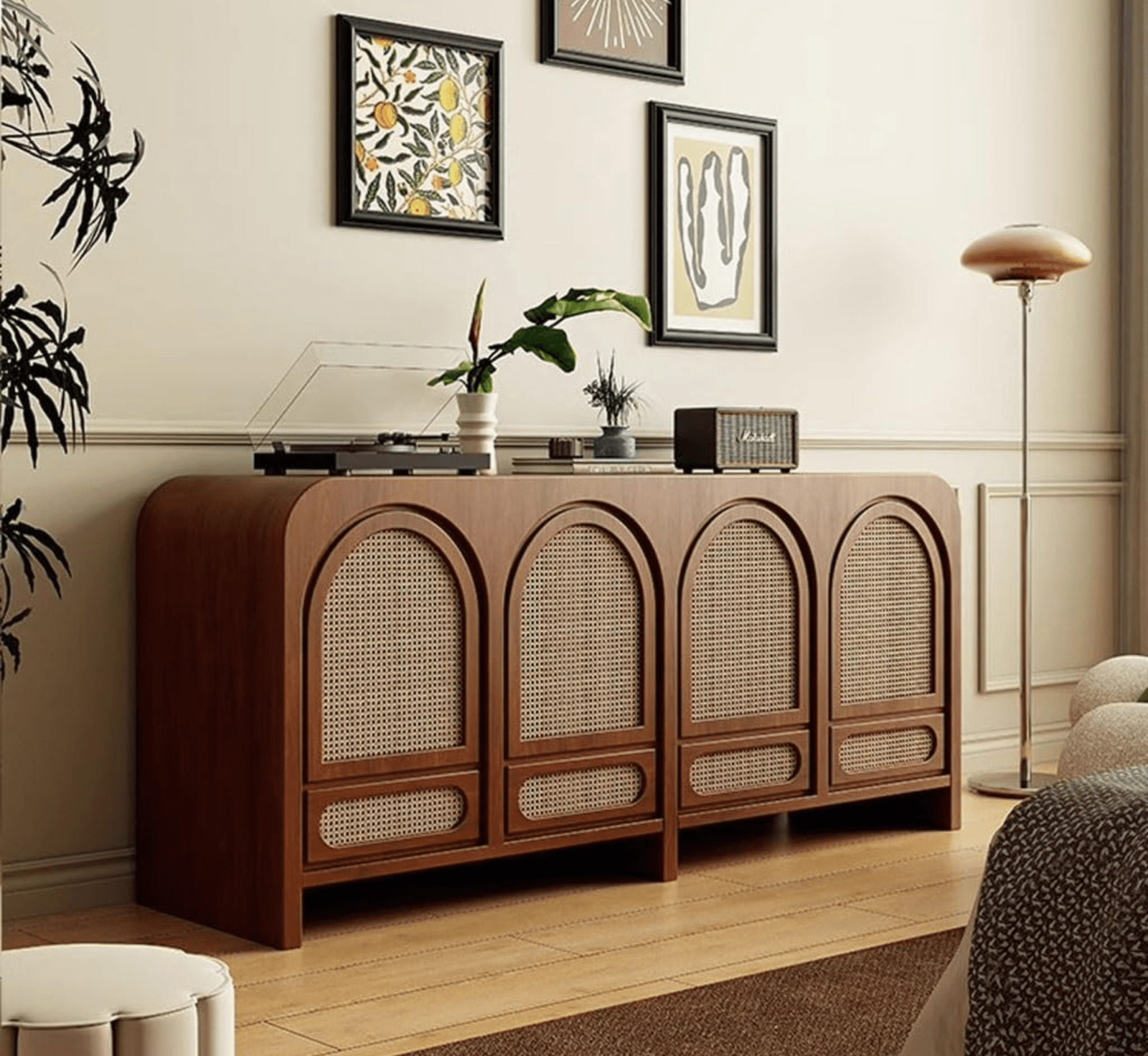 Vyut Wooden 70" Crockery Cabinet - Credenza Hutches - Gharaana