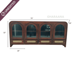 Vyut Wooden 70" Crockery Cabinet - Credenza Hutches - Gharaana