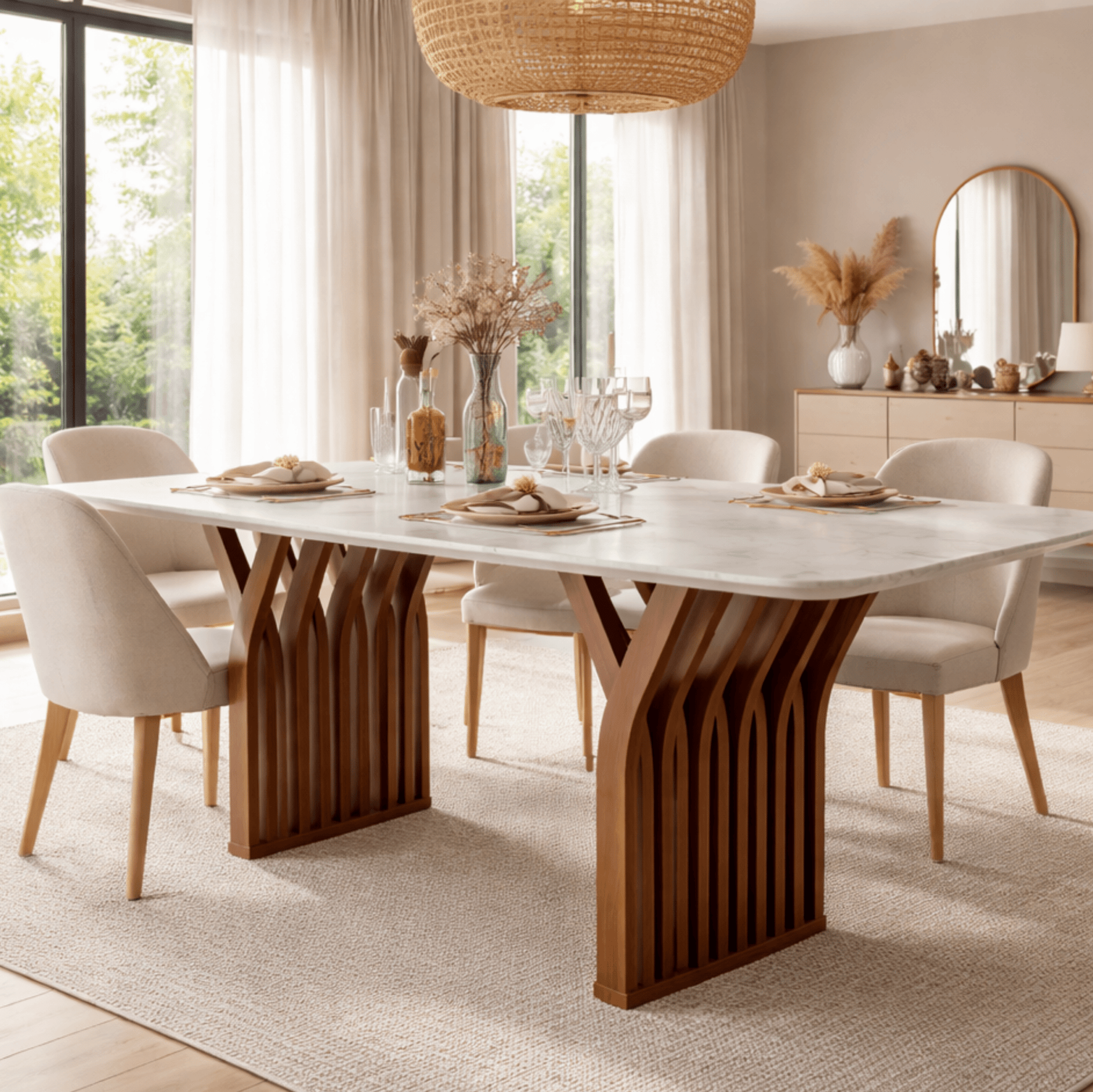 Verona Wooden Dining Table Set - Dining Set - Gharaana