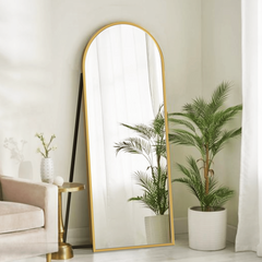 Arched Metal Floor Mirror with Stand - Mirrors - Gharaana