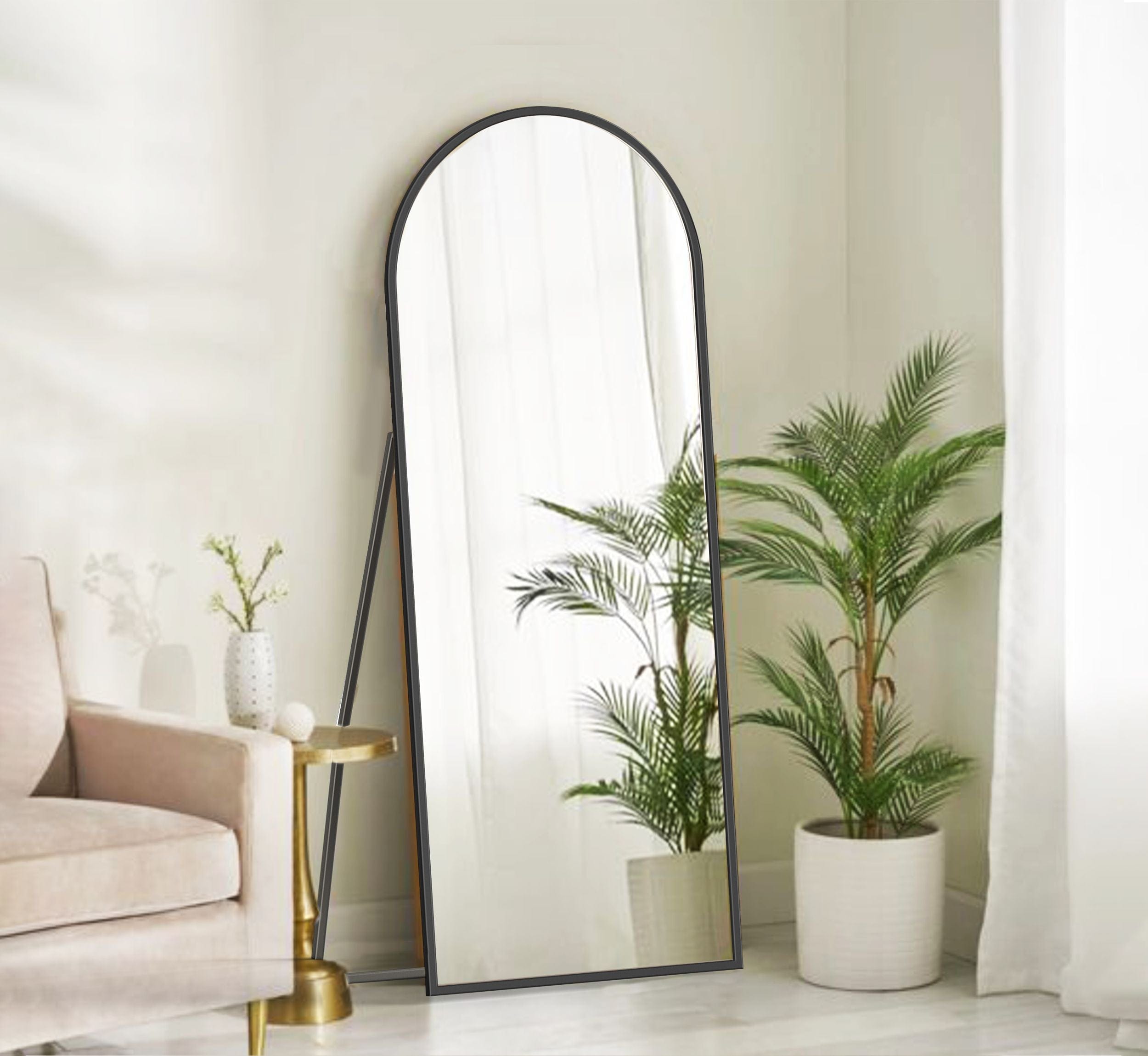 Arched Metal Floor Mirror with Stand - Mirrors - Gharaana