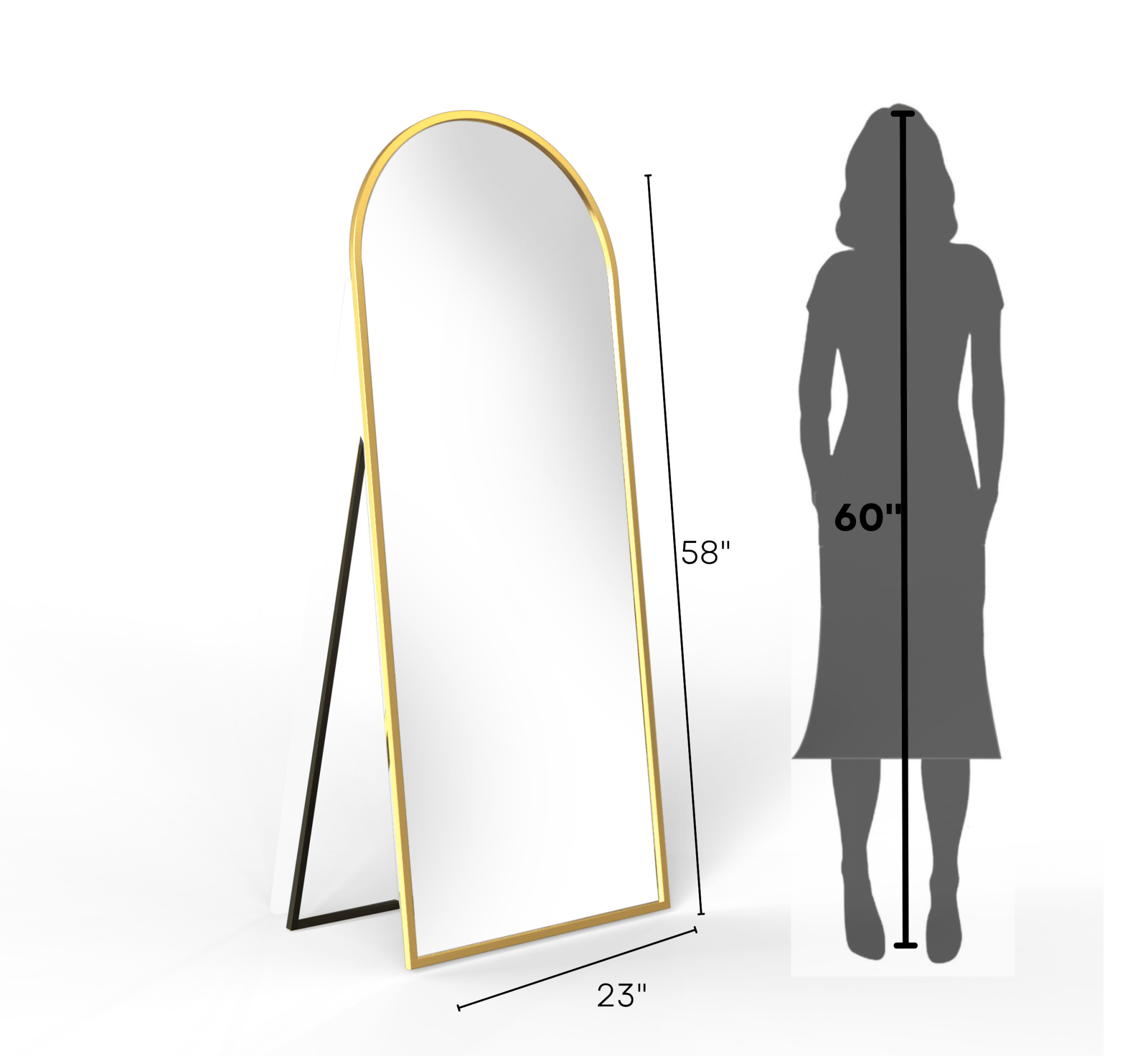 Arched Metal Floor Mirror with Stand - Mirrors - Gharaana