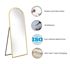 Arched Metal Floor Mirror with Stand - Mirrors - Gharaana