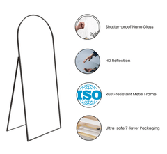 Arched Metal Floor Mirror with Stand - Mirrors - Gharaana
