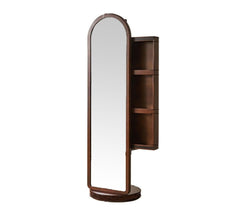 Arched Wooden Full - Length Mirror with Storage - Mirrors - Gharaana