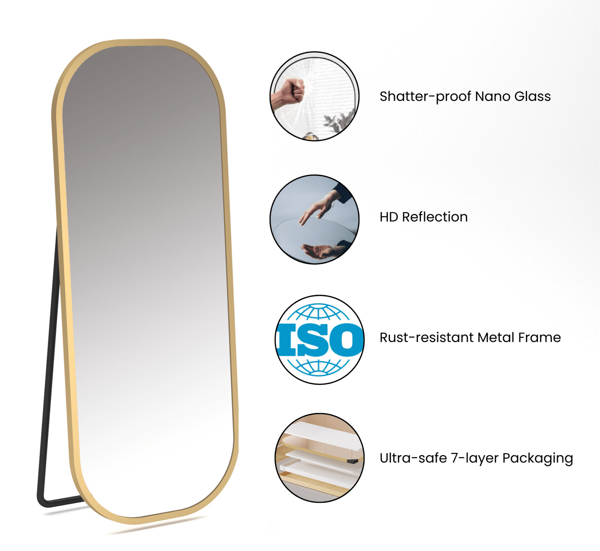 Capsule Metal Floor Mirror - Mirrors - Gharaana