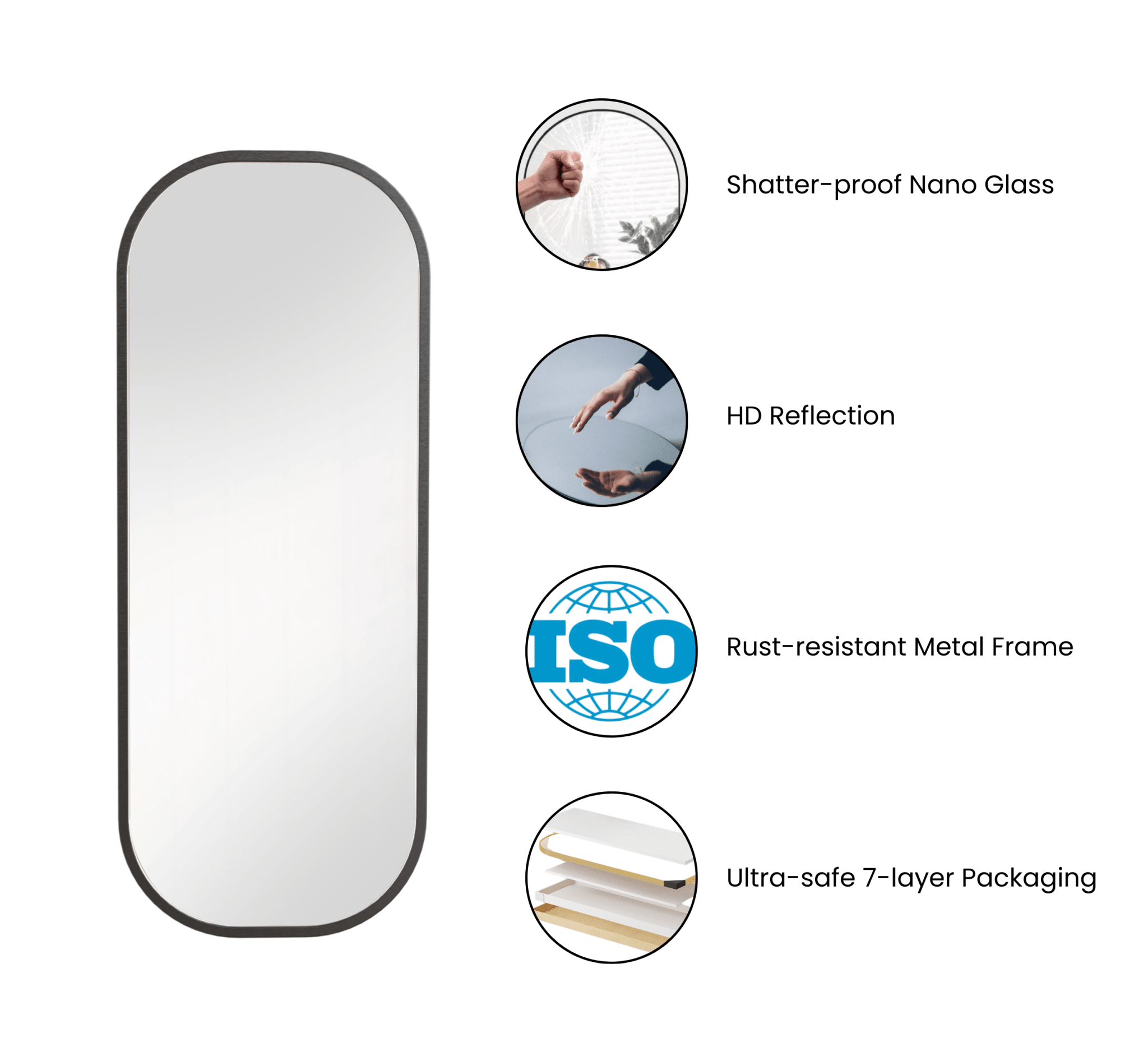 Capsule Metal Wall Mirror - Mirrors - Gharaana