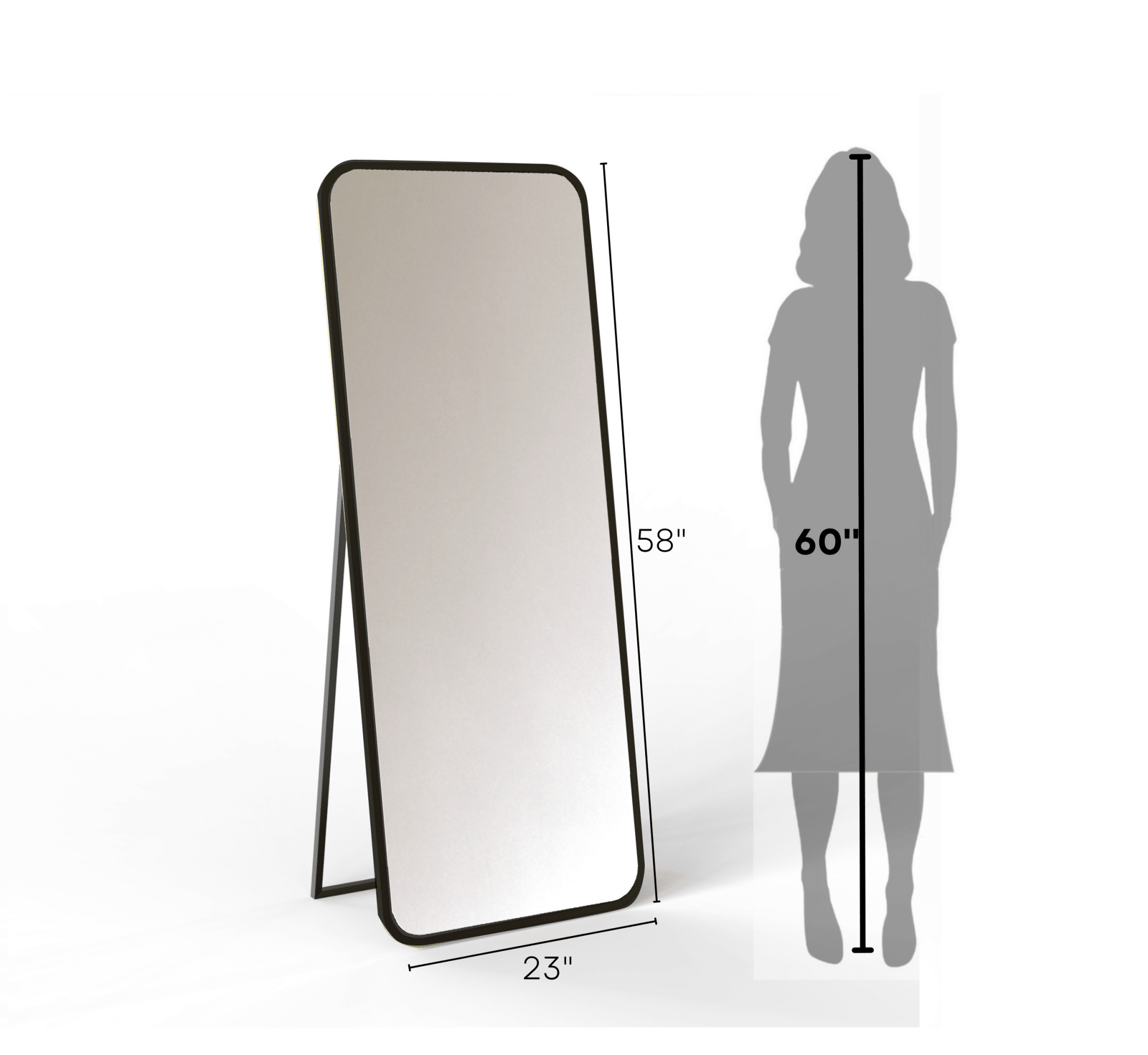 Mile Metal Floor Mirror with Stand - Mirrors - Gharaana