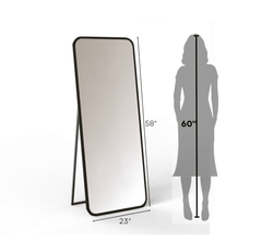 Mile Metal Floor Mirror with Stand - Mirrors - Gharaana