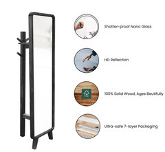 Ohana Wooden Coat-hanger Full-length Mirror with Stand - Mirrors - Gharaana