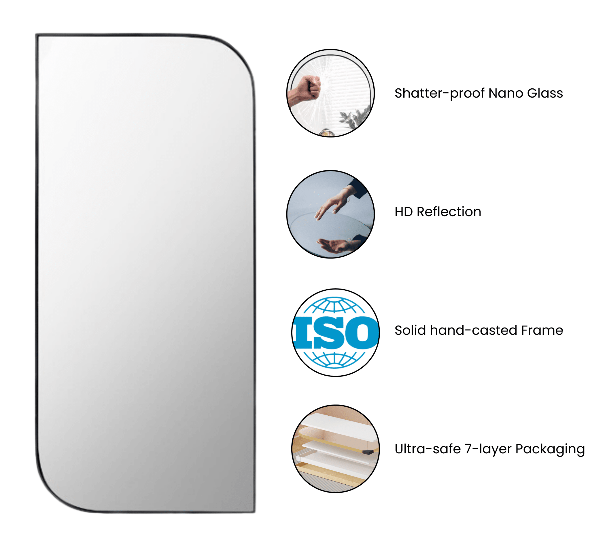 Panache Metal 6FT Floor Mirror - Mirrors - Gharaana