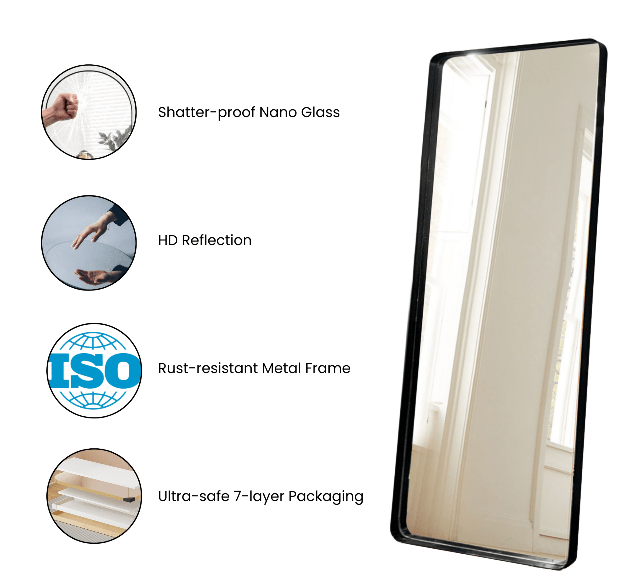 Sleek Metal Full - length Mirror - Mirrors - Gharaana