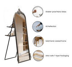 Victorian Arched Full - length Mirror with Stand - Mirrors - Gharaana