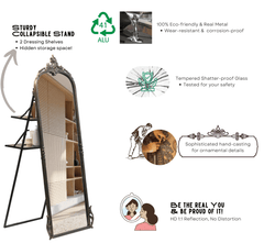 Victorian Arched Full - length Mirror with Stand - Mirrors - Gharaana