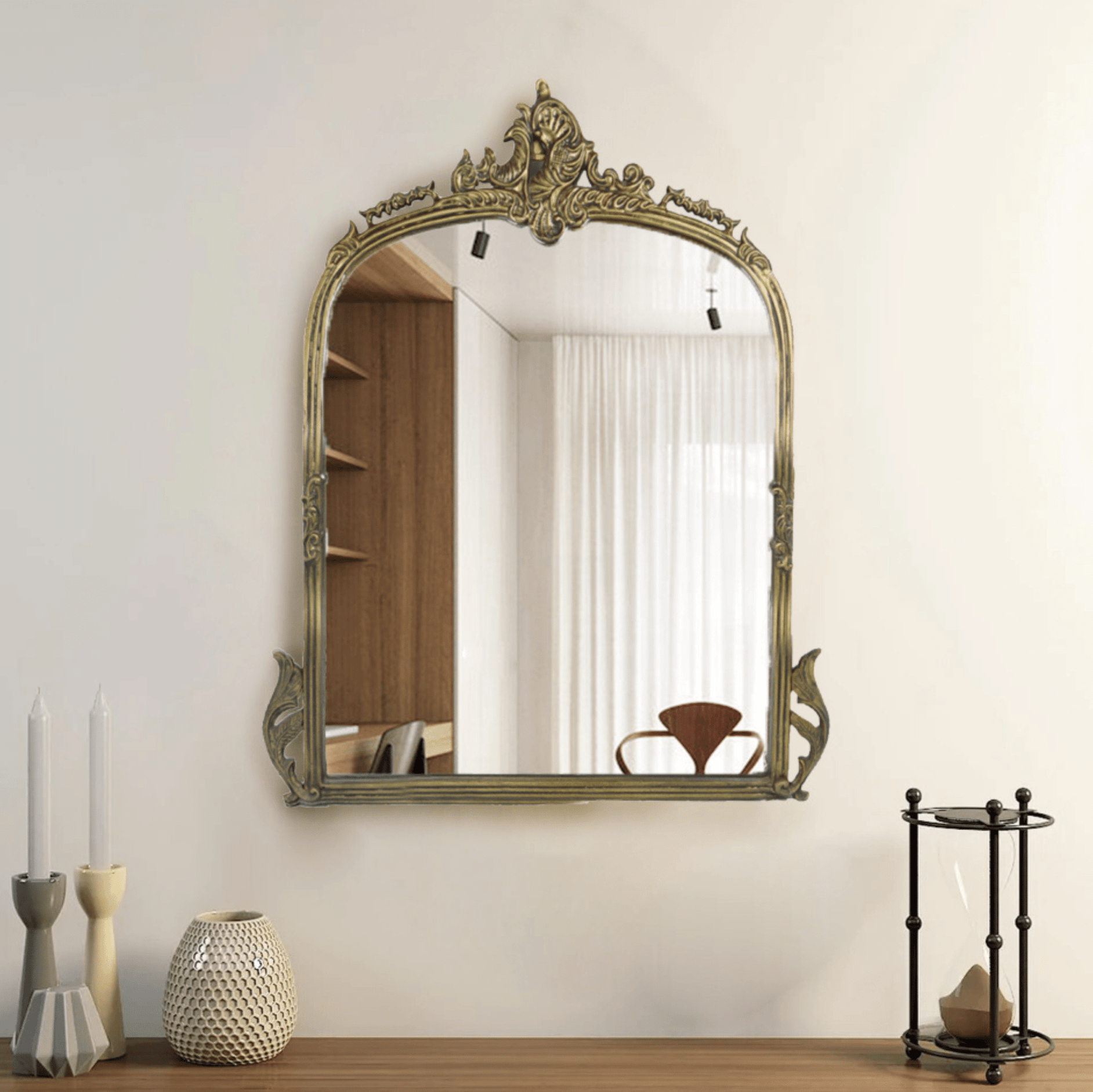 Victorian Arched Wall Mirror - Mirrors - Gharaana