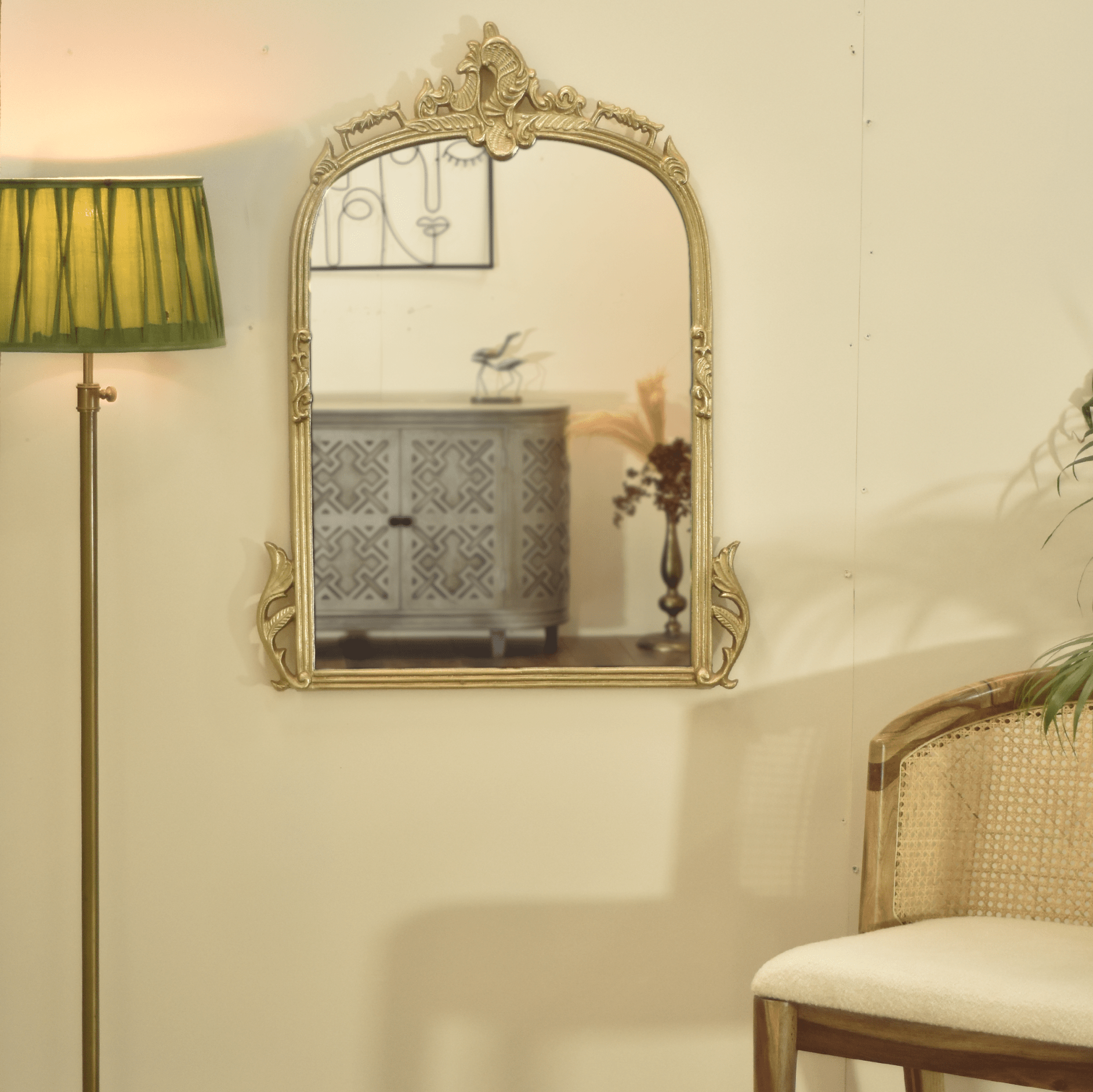 Victorian Arched Wall Mirror - Mirrors - Gharaana