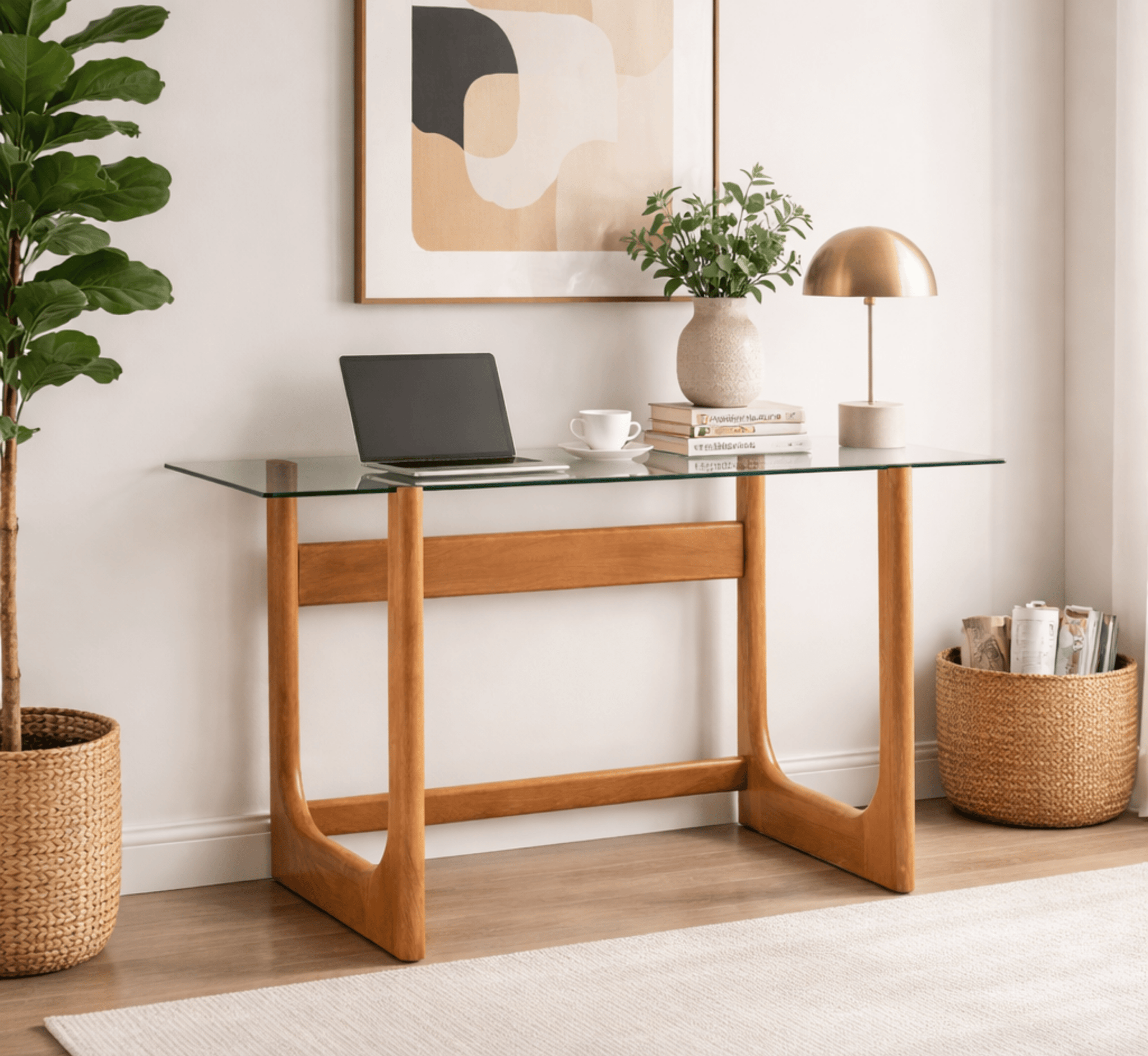 Loom Wooden Study Table - Office Desk - Gharaana