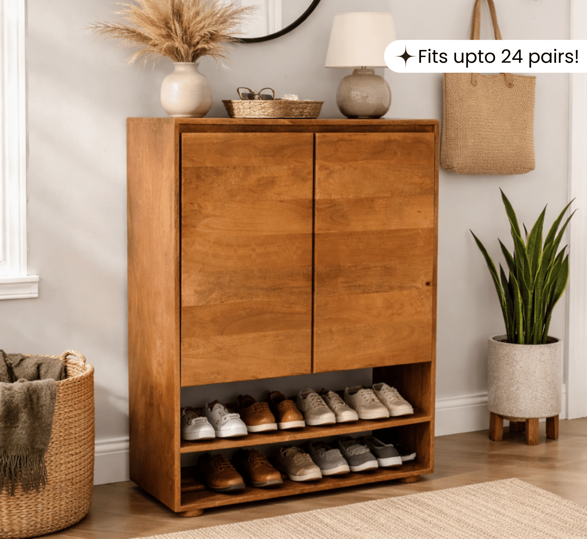 Panache Wooden 6 - Tier Shoe Cabinet - Shoe Racks - Gharaana