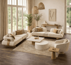 Crest Plush Wooden Upholstered Sofa Set - Sofas - Gharaana