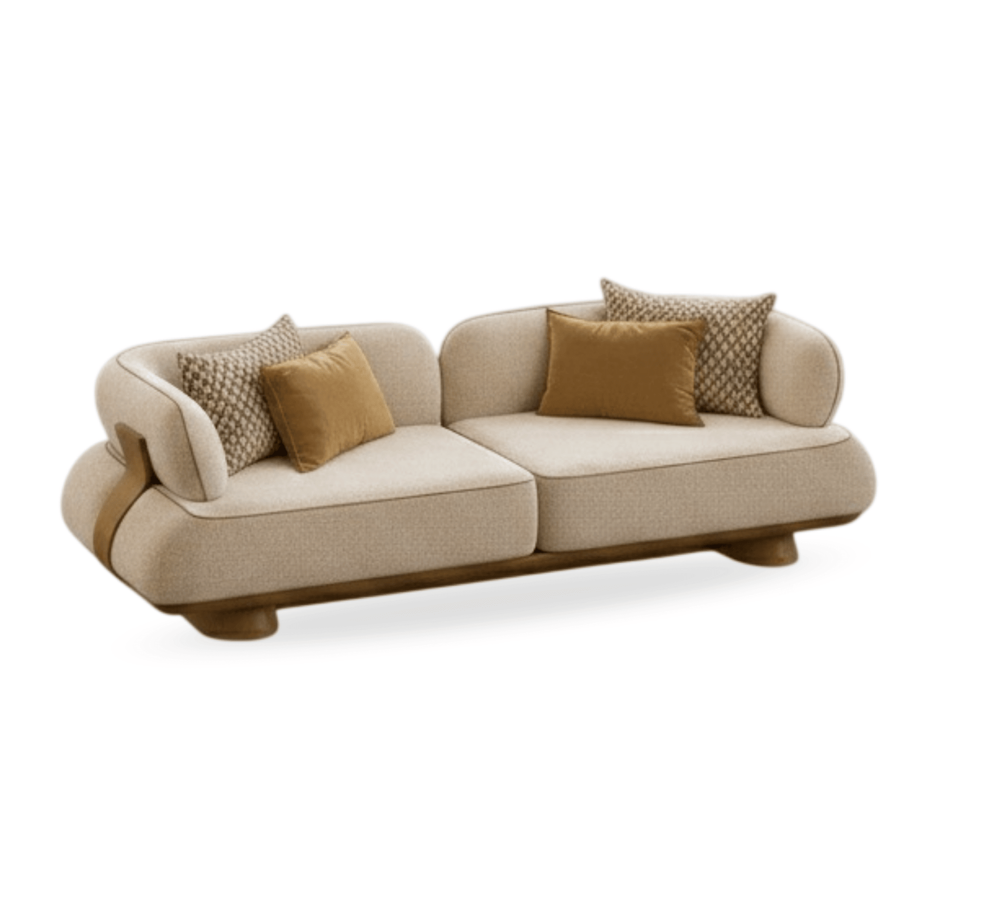 Crest Plush Wooden Upholstered Sofa Set - Sofas - Gharaana