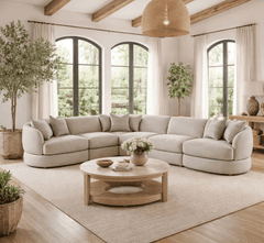 Cloud Wooden Upholstered L - Shaped Sofa Set (Left Aligment) - Sofas - Gharaana