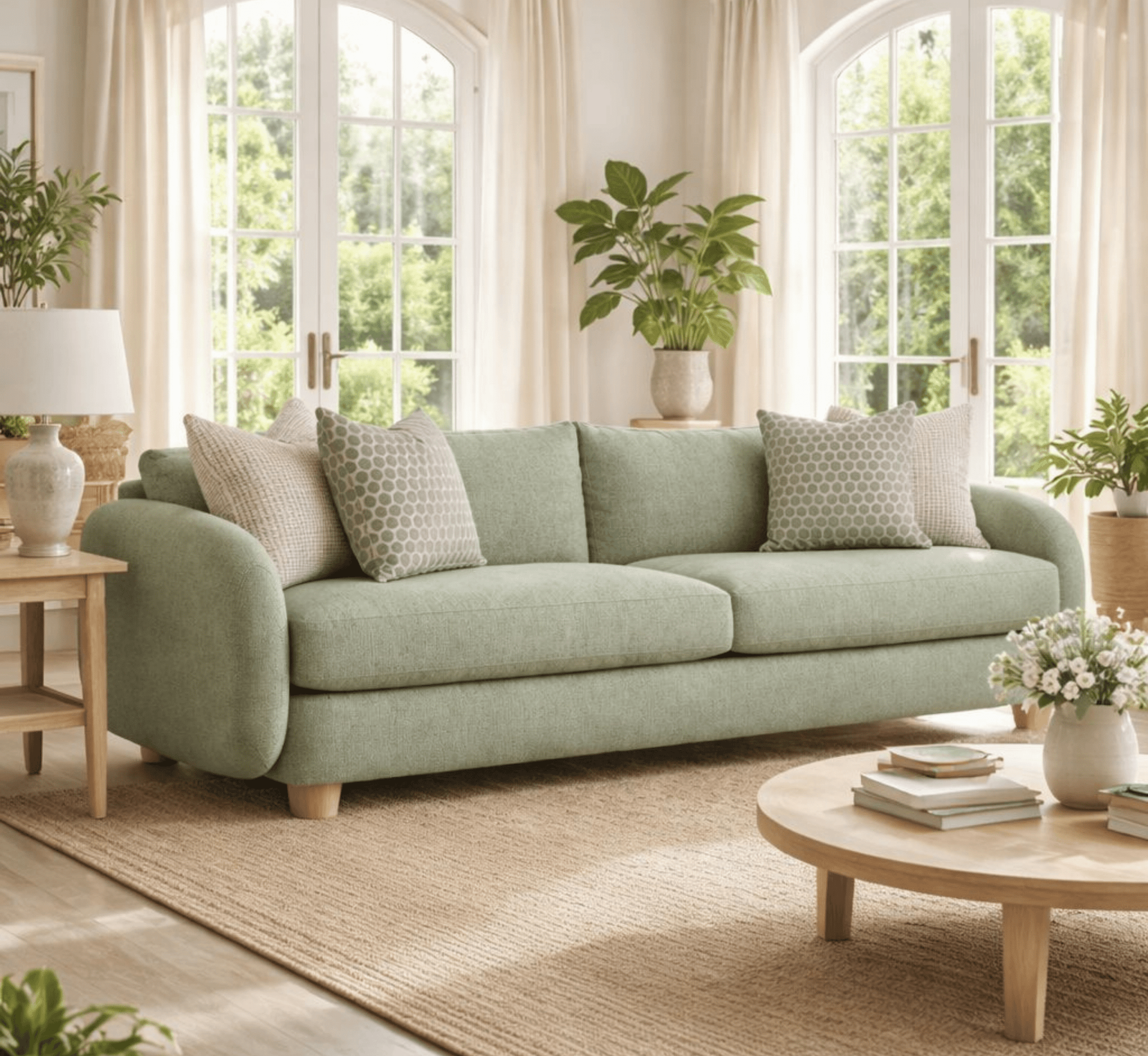 Mellow Plush Wooden Upholstered Sofa Set - Sofas - Gharaana