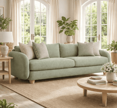 Mellow Plush Wooden Upholstered Sofa Set - Sofas - Gharaana