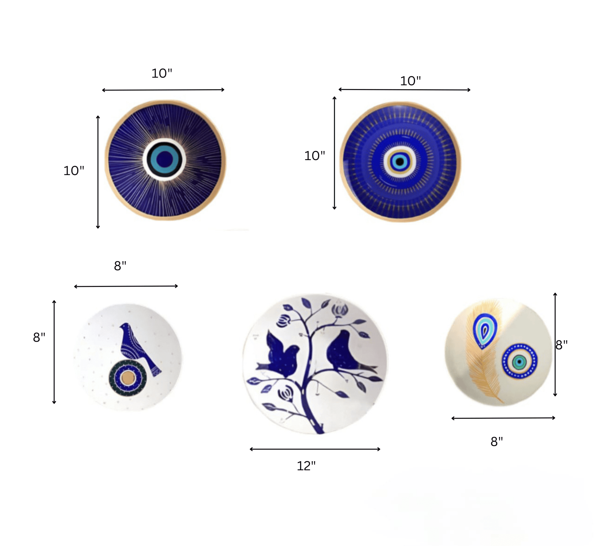 Fortune Pack of 5 Wall Plates - Wall Decor - Gharaana
