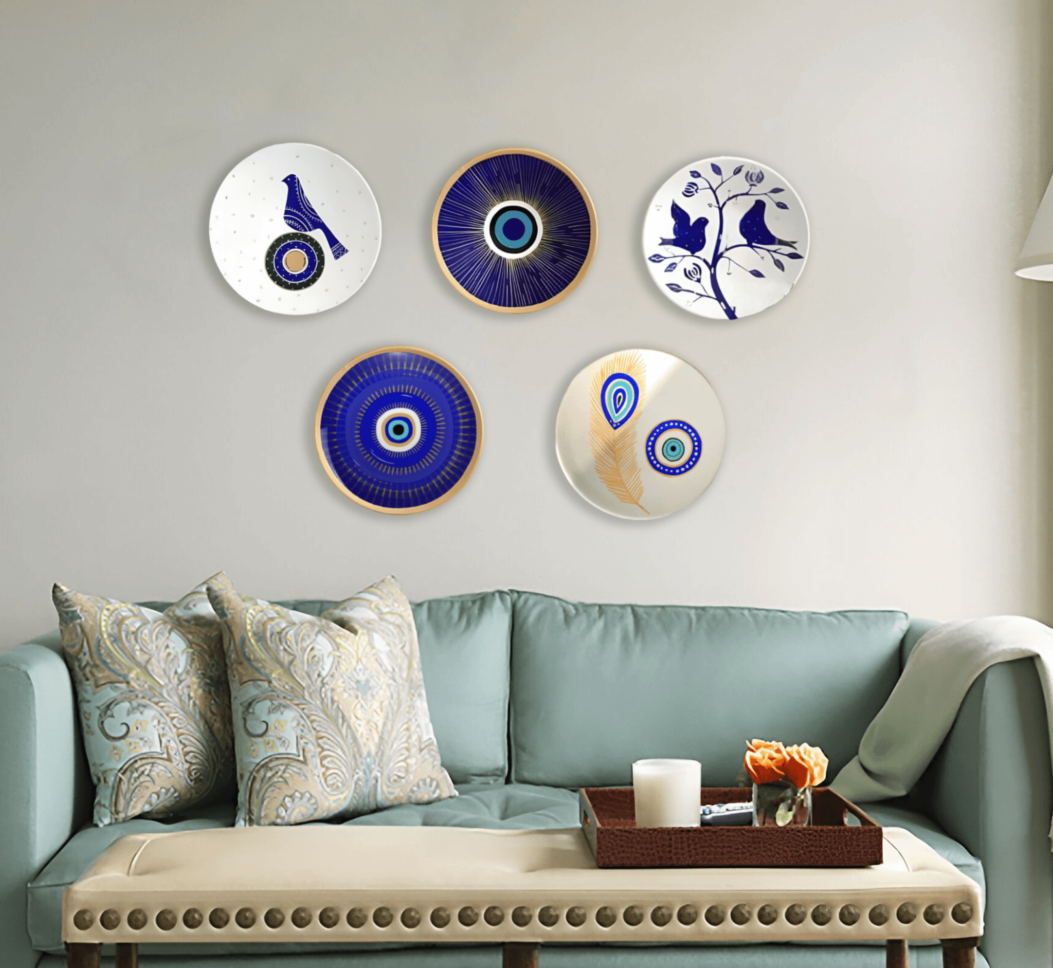 Fortune Pack of 5 Wall Plates - Wall Decor - Gharaana