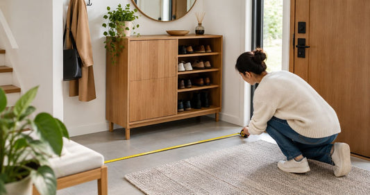 Entryway space to a wooden shoe cabinet that fits: 2026 workflow - Gharaana.in