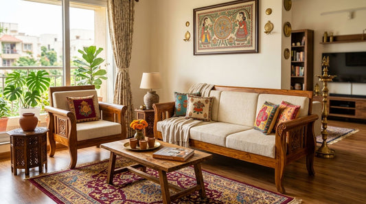 Best wooden sofa sets for Indian living rooms in 2026 - Gharaana.in