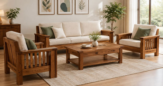 How much does a solid wood sofa set cost in 2026 - Gharaana.in
