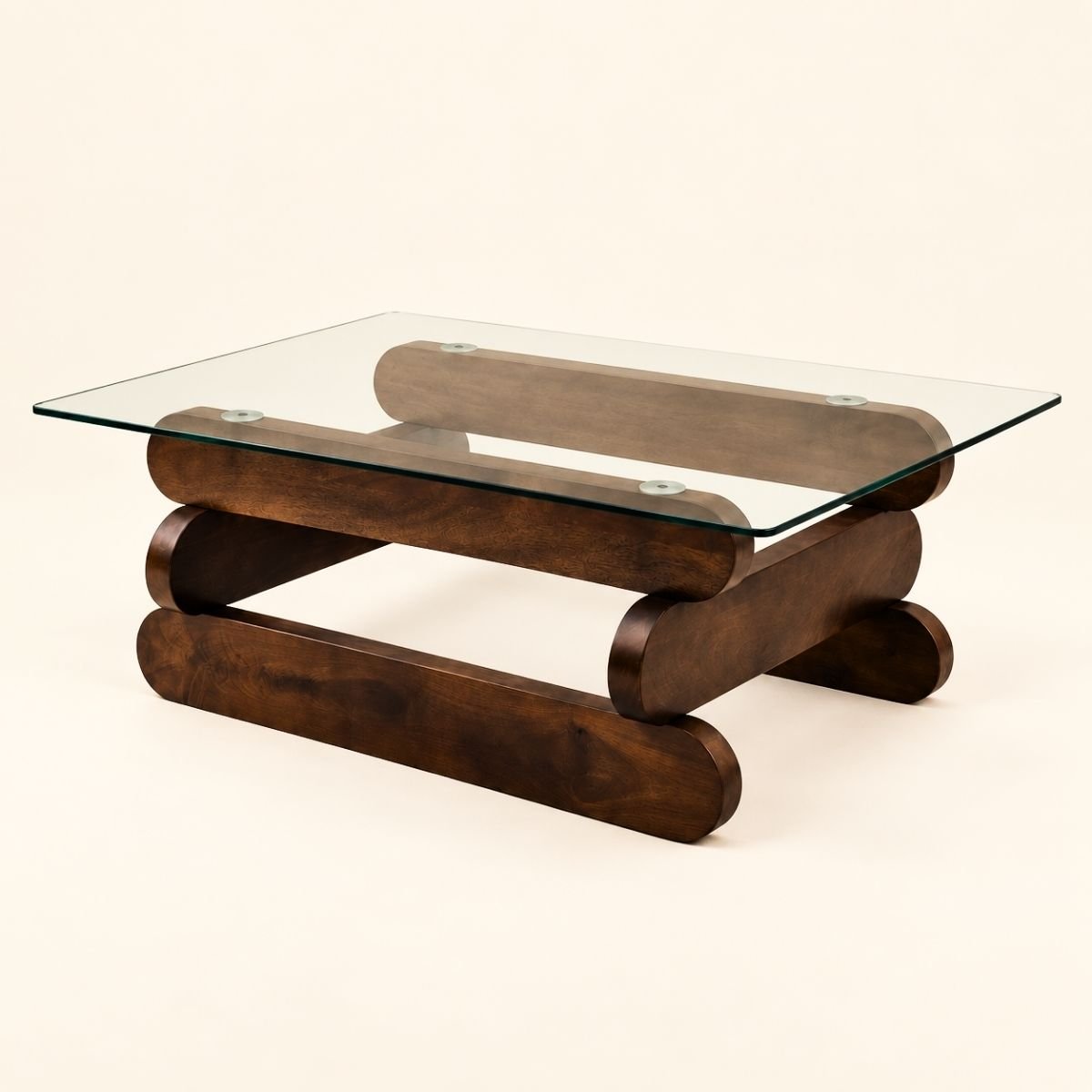 Kaira Glass Top Solid Wood Center Table - Centre Tables - Gharaana