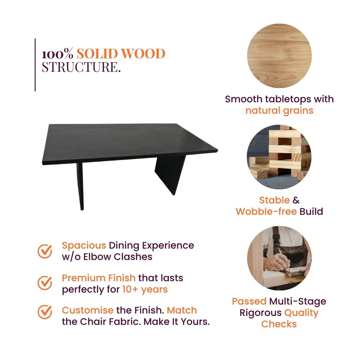 Flute Wooden Dining Table Set - Dining Set - Gharaana