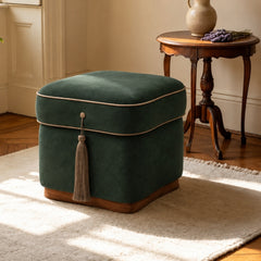 Chester Plush Wooden Ottoman